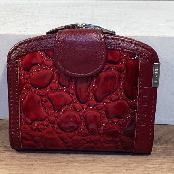 Temanli Handbags - Temanli Red Croc Emboss Leather Silver Hardwear Multi Card Holder Bi-Fold Wallet